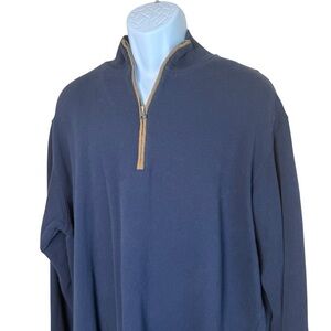 Woolrich Woolen Mills Blue Mens Pullover Sweater XL Elbow Patch 1/4 Zip‎ Cabin